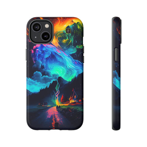 iPhone 14 | 14 Pro | 14 Plus | 14 Pro Max | 15 | 15 Pro | 15 Plus | 15 Pro Max – Enchanted,Mountains,StarrySky,Vibrant – front-and-side