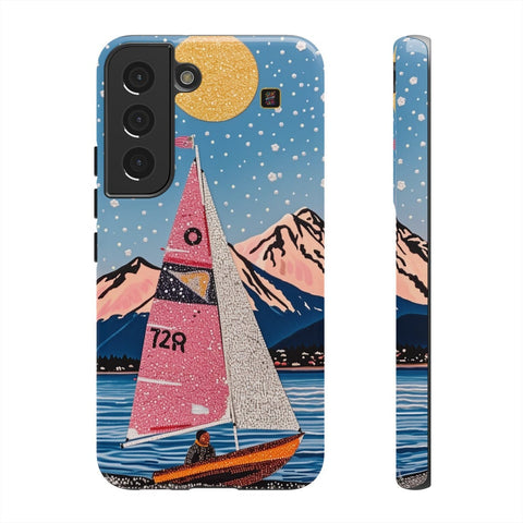 Galaxy S22 | S22 Plus | S22 Ultra | S23 | S23 Plus | S23 Ultra | S24 | S24 Plus | S24 Ultra– Aurora,Mountains,Sailboat,Whimsical – front-and-side