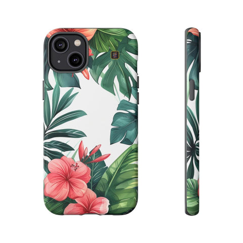 iPhone 14 | 14 Pro | 14 Plus | 14 Pro Max | 15 | 15 Pro | 15 Plus | 15 Pro Max – Botanical,Floral,Hibiscus,Tropical – front-and-side