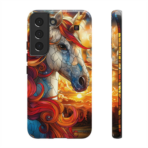 Galaxy S22 | S22 Plus | S22 Ultra | S23 | S23 Plus | S23 Ultra | S24 | S24 Plus | S24 Ultra– Enchantment,Fantasy,StainedGlass,Unicorn – front-and-side