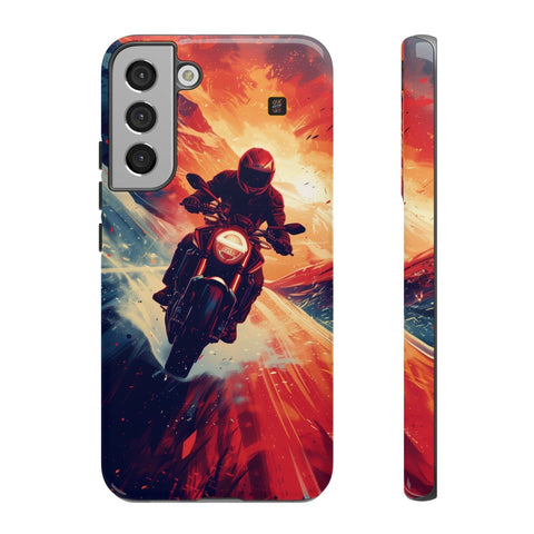 Galaxy S22 | S22 Plus | S22 Ultra | S23 | S23 Plus | S23 Ultra | S24 | S24 Plus | S24 Ultra – Adventure,Motorcycle,Sunset,Vector – front-and-side