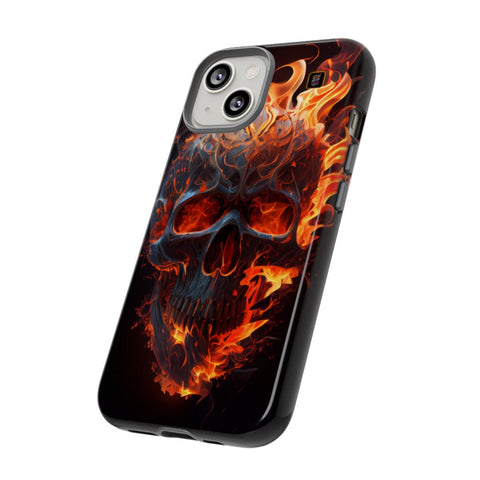iPhone 14 | 14 Pro | 14 Plus | 14 Pro Max | 15 | 15 Pro | 15 Plus | 15 Pro Max– Blaze,FieryArtwork,Skull,VisualSpectacle – side