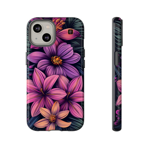 iPhone 14 | 14 Pro | 14 Plus | 14 Pro Max | 15 | 15 Pro | 15 Plus | 15 Pro Max– Colorful,FantasyFlowers,FloralPrint,Vibrant – front-and-side