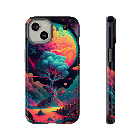iPhone 14 | 14 Pro | 14 Plus | 14 Pro Max | 15 | 15 Pro | 15 Plus | 15 Pro Max– Artistic,CosmicTree,Harmony,Vibrant – front-and-side