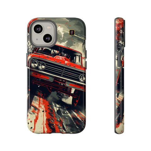 iPhone 14 | 14 Pro | 14 Plus | 14 Pro Max | 15 | 15 Pro | 15 Plus | 15 Pro Max– Artwork,BajaTruck,Racing,RedFlames – front-and-side