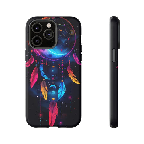 iPhone 14 | 14 Pro | 14 Plus | 14 Pro Max | 15 | 15 Pro | 15 Plus | 15 Pro Max – Colorful,Dreamcatcher,Moonlight,Nightsky – front-and-side