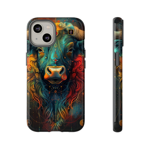 iPhone 14 | 14 Pro | 14 Plus | 14 Pro Max | 15 | 15 Pro | 15 Plus | 15 Pro Max– Astrology,Bull,Colorful,Taurus – front-and-side