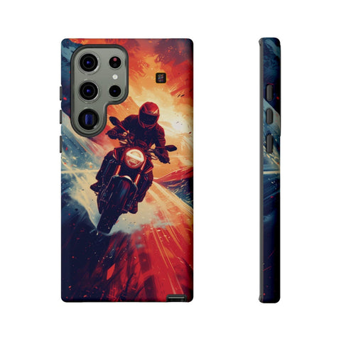 Galaxy S22 | S22 Plus | S22 Ultra | S23 | S23 Plus | S23 Ultra | S24 | S24 Plus | S24 Ultra – Adventure,Motorcycle,Sunset,Vector – front-and-side