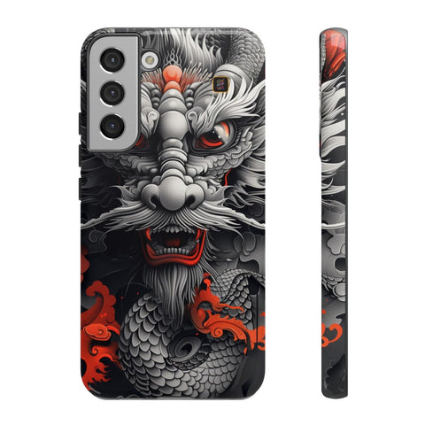 Galaxy S22 | S22 Plus | S22 Ultra | S23 | S23 Plus | S23 Ultra | S24 | S24 Plus | S24 Ultra – Dragon,Fantasy,RedAccents,SakugaStyle – front-and-side