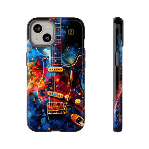 iPhone 14 | 14 Pro | 14 Plus | 14 Pro Max | 15 | 15 Pro | 15 Plus | 15 Pro Max– Abstract,ElectricGuitar,GraffitiArt,Vibrant – front-and-side