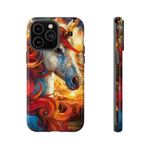 iPhone 14 | 14 Pro | 14 Plus | 14 Pro Max | 15 | 15 Pro | 15 Plus | 15 Pro Max – Enchantment,Fantasy,StainedGlass,Unicorn – front-and-side