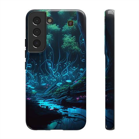 Galaxy S22 | S22 Plus | S22 Ultra | S23 | S23 Plus | S23 Ultra– Bioluminescent,Enchanted,Forest,Mushrooms – front-and-side